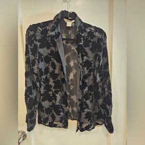 Express Black and Gray Silk Blend Leaf Blouse